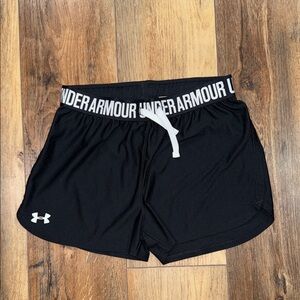 Under Armour Girls Black Shorts with White Logo